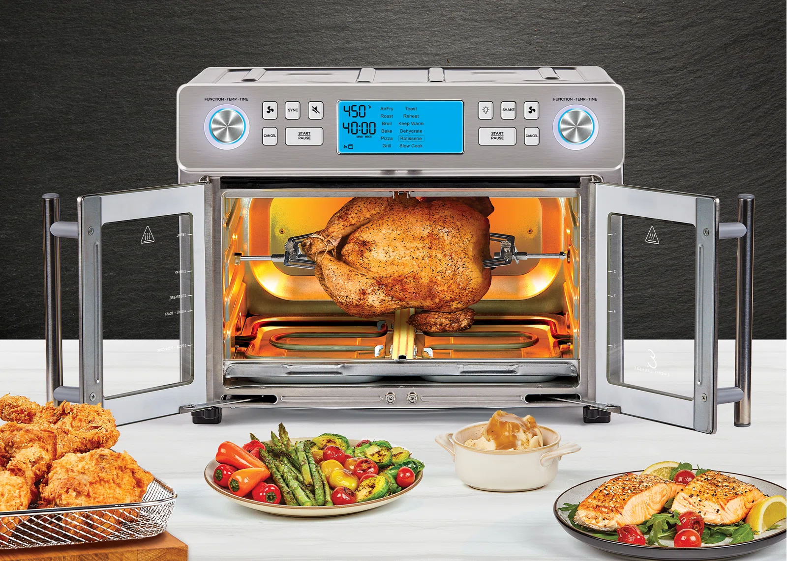 Emeril Lagasse Dual Zone 360 Air Fryer Oven Combo with French Door, 25 QT Extra Large, Cook Two Foods in Different Ways Emeril Lagasse Dual Zone 360 Air Fryer Oven Combo with French Door, 25 QT Extra Large, Cook Two Foods in Different Ways - Image 3