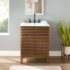 Modway Render Bathroom Vanity by Modway Walnut/White