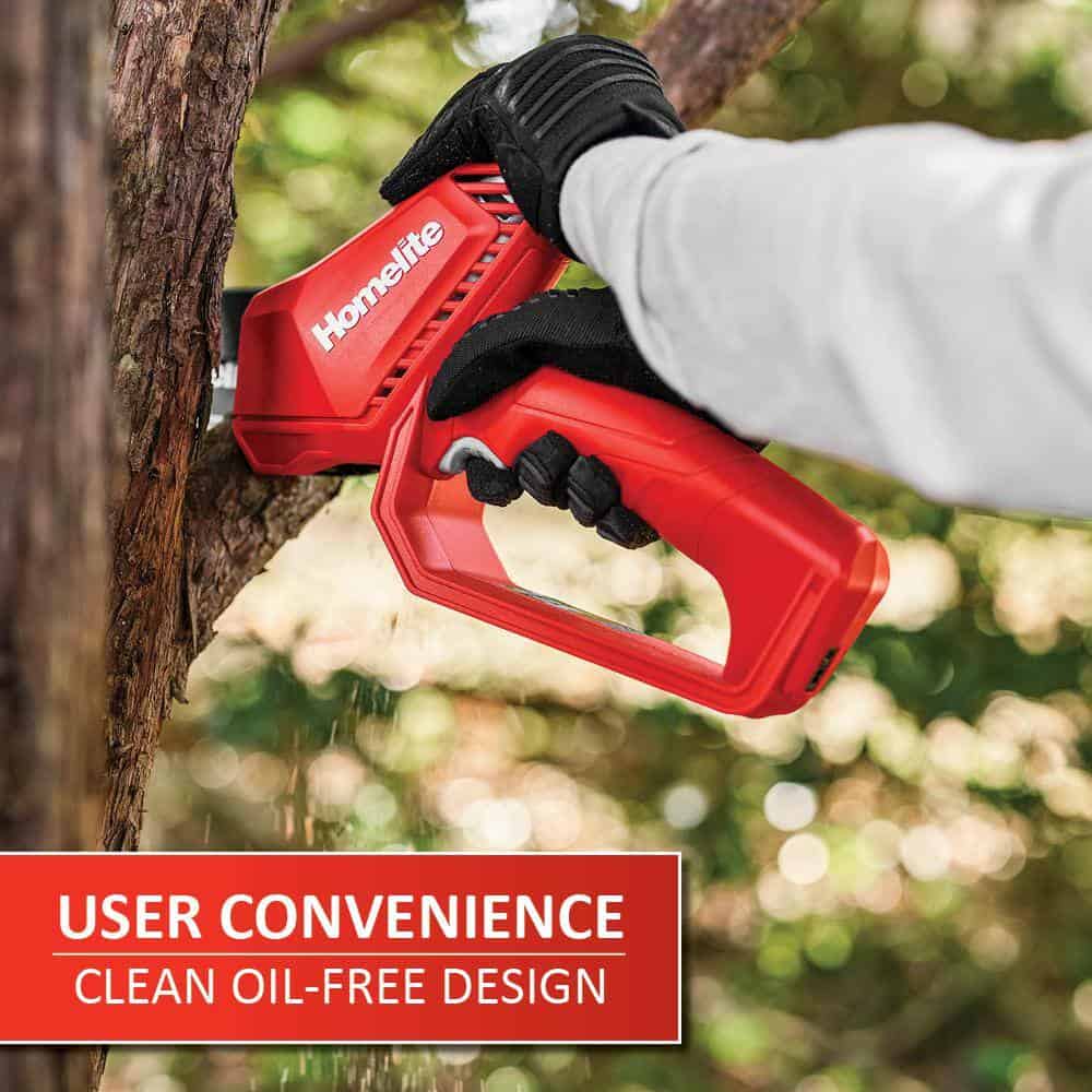 Homelite HOMCS10 12 V Lithium 6 in. Battery Pruning Mini Chainsaw with Internal 2.5 Ah Battery and Charger Homelite HOMCS10 12 V Lithium 6 in. Battery Pruning Mini Chainsaw with Internal 2.5 Ah Battery and Charger - Image 5
