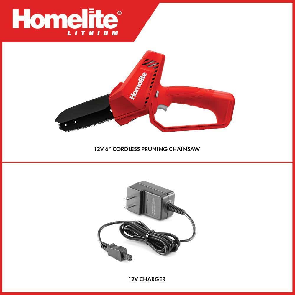 Homelite HOMCS10 12 V Lithium 6 in. Battery Pruning Mini Chainsaw with Internal 2.5 Ah Battery and Charger Homelite HOMCS10 12 V Lithium 6 in. Battery Pruning Mini Chainsaw with Internal 2.5 Ah Battery and Charger - Image 3