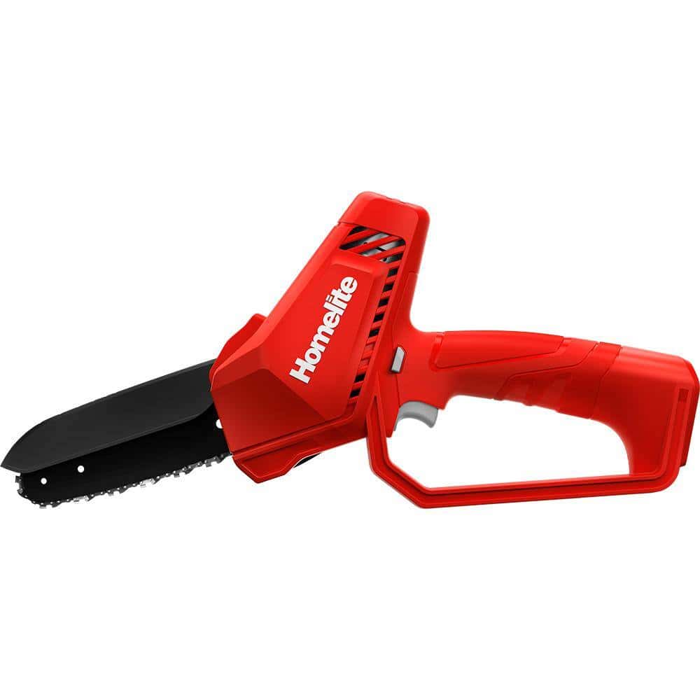 Homelite HOMCS10 12 V Lithium 6 in. Battery Pruning Mini Chainsaw with Internal 2.5 Ah Battery and Charger Homelite HOMCS10 12 V Lithium 6 in. Battery Pruning Mini Chainsaw with Internal 2.5 Ah Battery and Charger