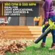 RYOBI PCLLB01B ONE+ 18V 100 MPH 350 CFM Cordless Battery Variable-Speed Jet Fan Leaf Blower (Tool Only)
