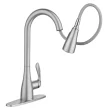 Moen 87912SRS Georgene High Arc One Hole Spot Resist Stainless Single Handle Pull-down Kitchen Faucet with Sprayer (Deck Plate Included)