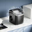 Electactic Ice Maker Countertop, Efficient Easy Carry Ice Machine, Self-Cleaning Ice Maker with Ice Scoop & Basket, Black