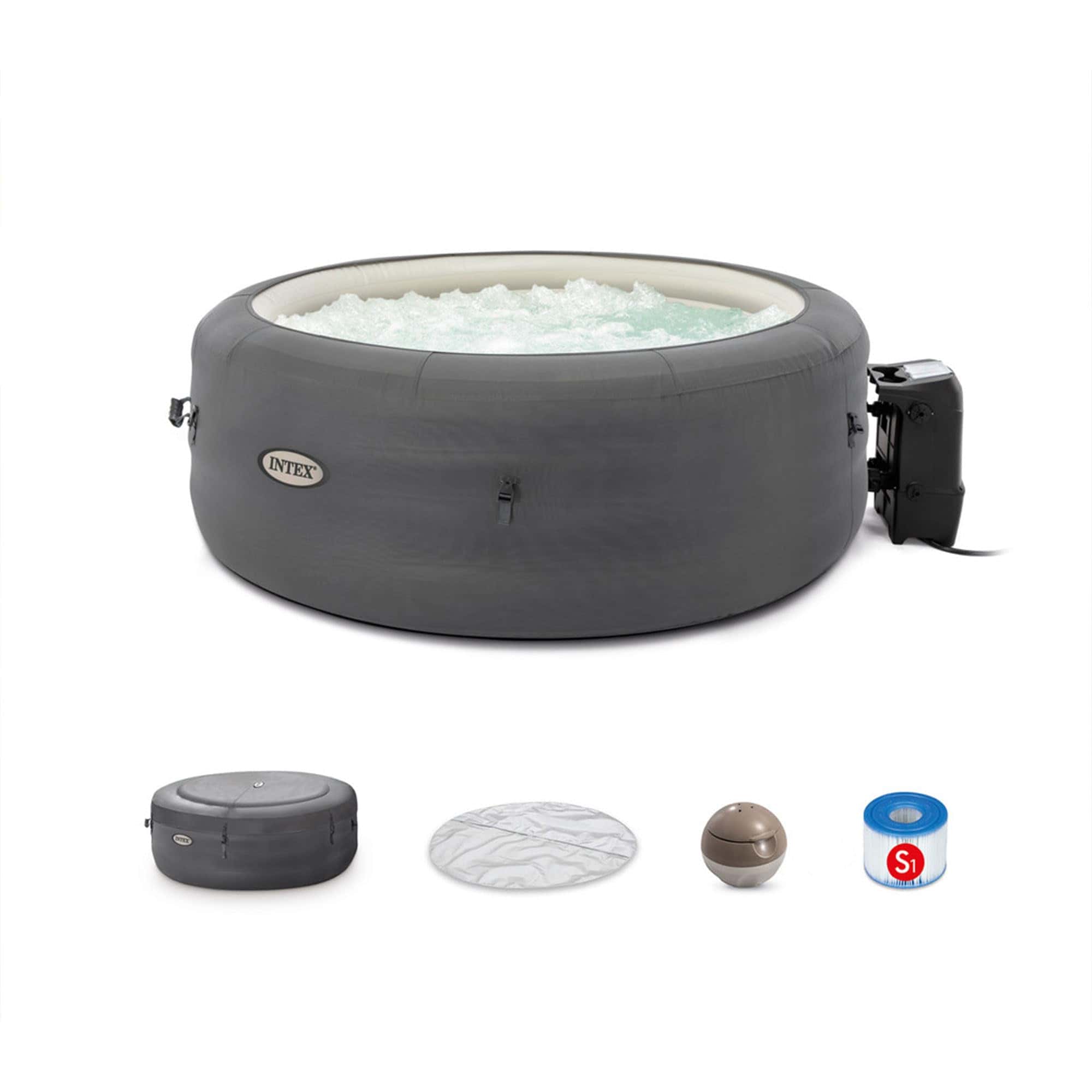 INTEX 28483E SimpleSpa Bubble Massage Spa- 4 Person Capacity – Built-in QuickFill Inflation - 77" x 26" INTEX 28483E SimpleSpa Bubble Massage Spa- 4 Person Capacity – Built-in QuickFill Inflation - 77" x 26"