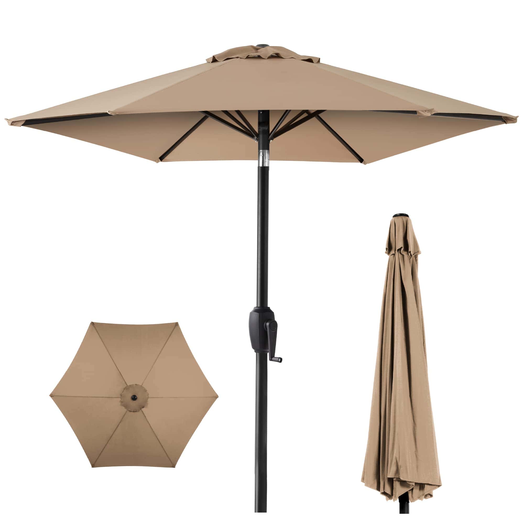 Best Choice Products 7.5ft Heavy-Duty Round Outdoor Market Table Patio Umbrella w/Steel Pole - Tan Best Choice Products 7.5ft Heavy-Duty Round Outdoor Market Table Patio Umbrella w/Steel Pole - Tan