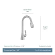 Moen 87912SRS Georgene High Arc One Hole Spot Resist Stainless Single Handle Pull-down Kitchen Faucet with Sprayer (Deck Plate Included)