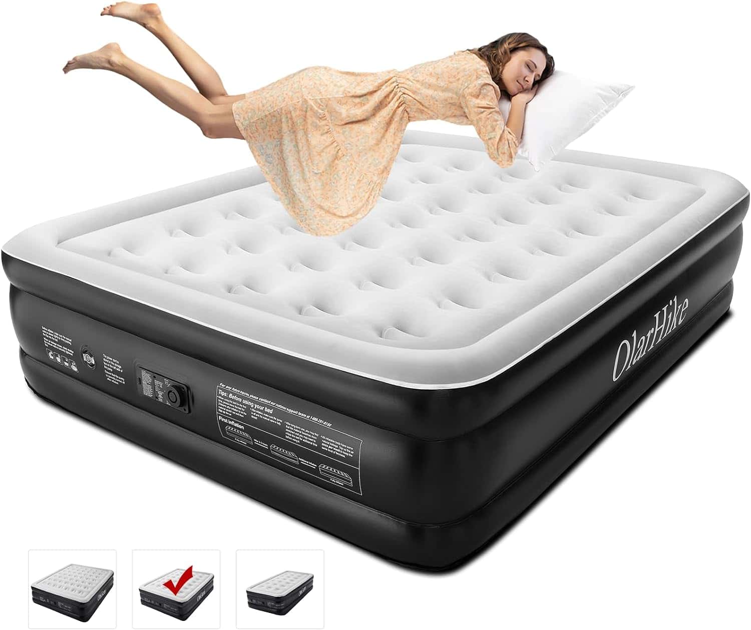 OhGeni Air Mattress Queen with Built-in Pump for Guest, 18" Tall Colchon Inflable Camping Blow Up Air Bed with Carrying Bag OhGeni Air Mattress Queen with Built-in Pump for Guest, 18" Tall Colchon Inflable Camping Blow Up Air Bed with Carrying Bag