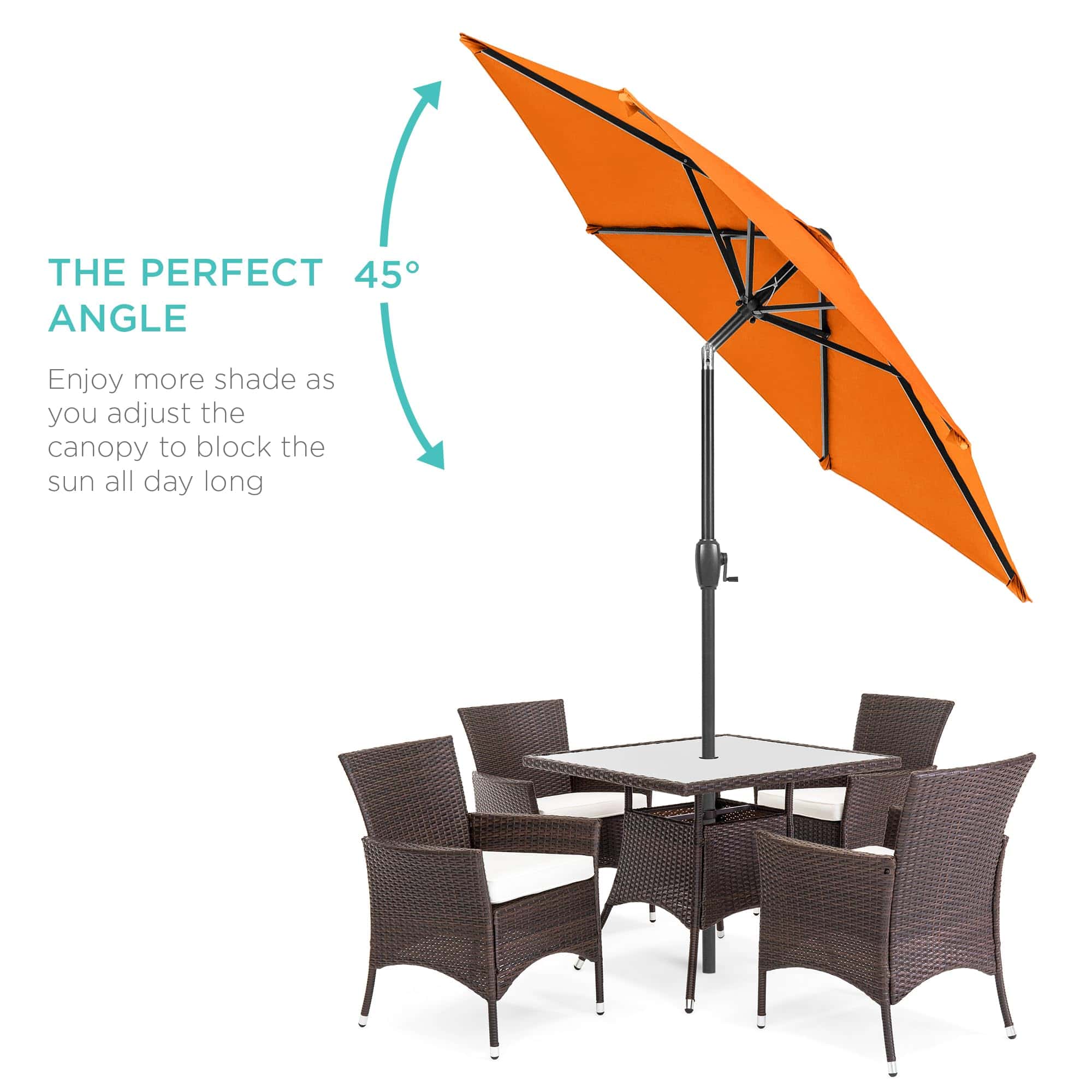 Best Choice Products 7.5ft Heavy-Duty Round Outdoor Market Table Patio Umbrella w/Steel Pole - Orange Best Choice Products 7.5ft Heavy-Duty Round Outdoor Market Table Patio Umbrella w/Steel Pole - Orange - Image 7