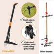 Fiskars 4-Claw Stand Up Weeder - Gardening Hand Weeding Tool with 39" Long Ergonomic Handle