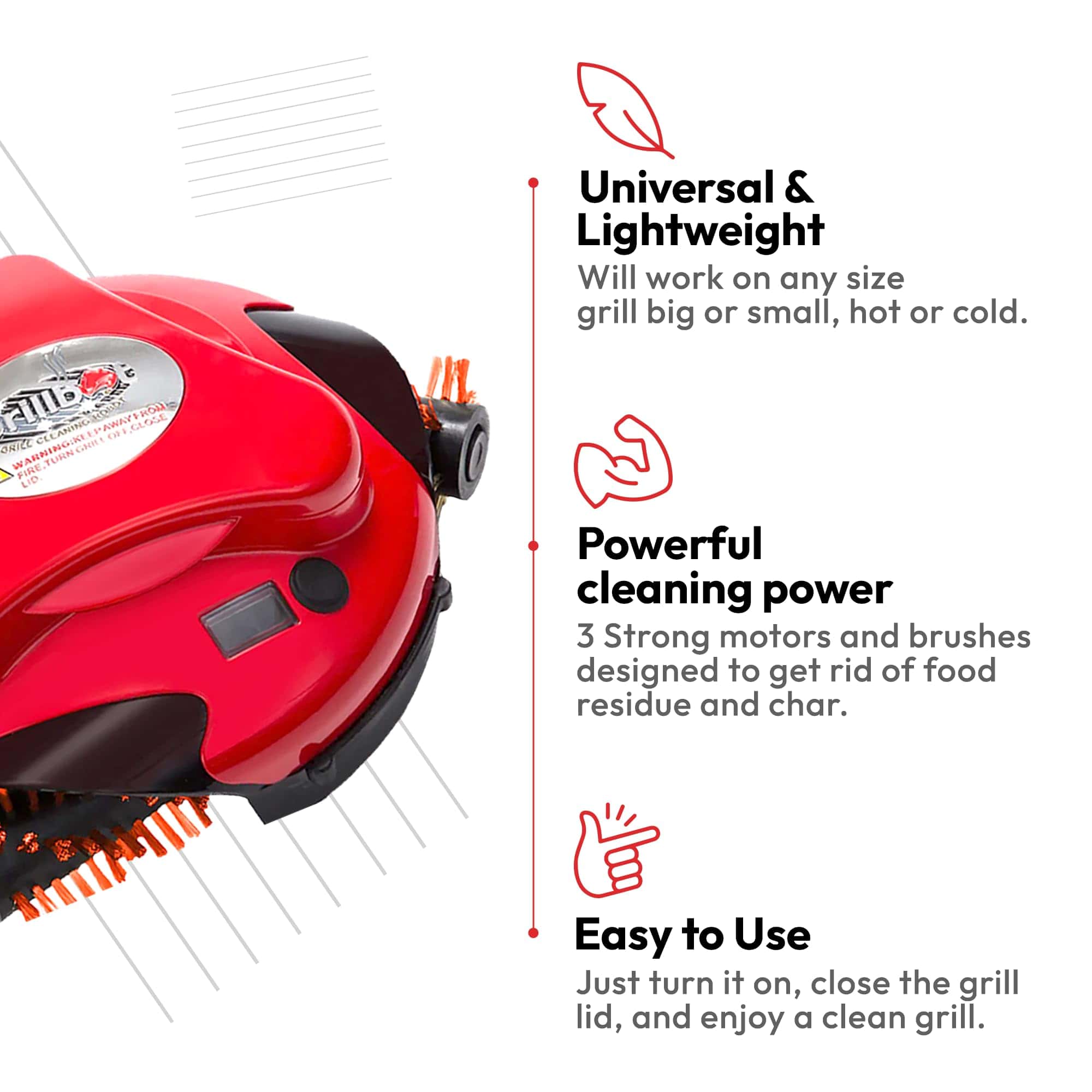 Grillbot Automatic Grill Cleaning Robot (Red Grillbot + Carry Case, Grillbot Bundle) Grillbot Automatic Grill Cleaning Robot (Red Grillbot + Carry Case, Grillbot Bundle) - Image 3