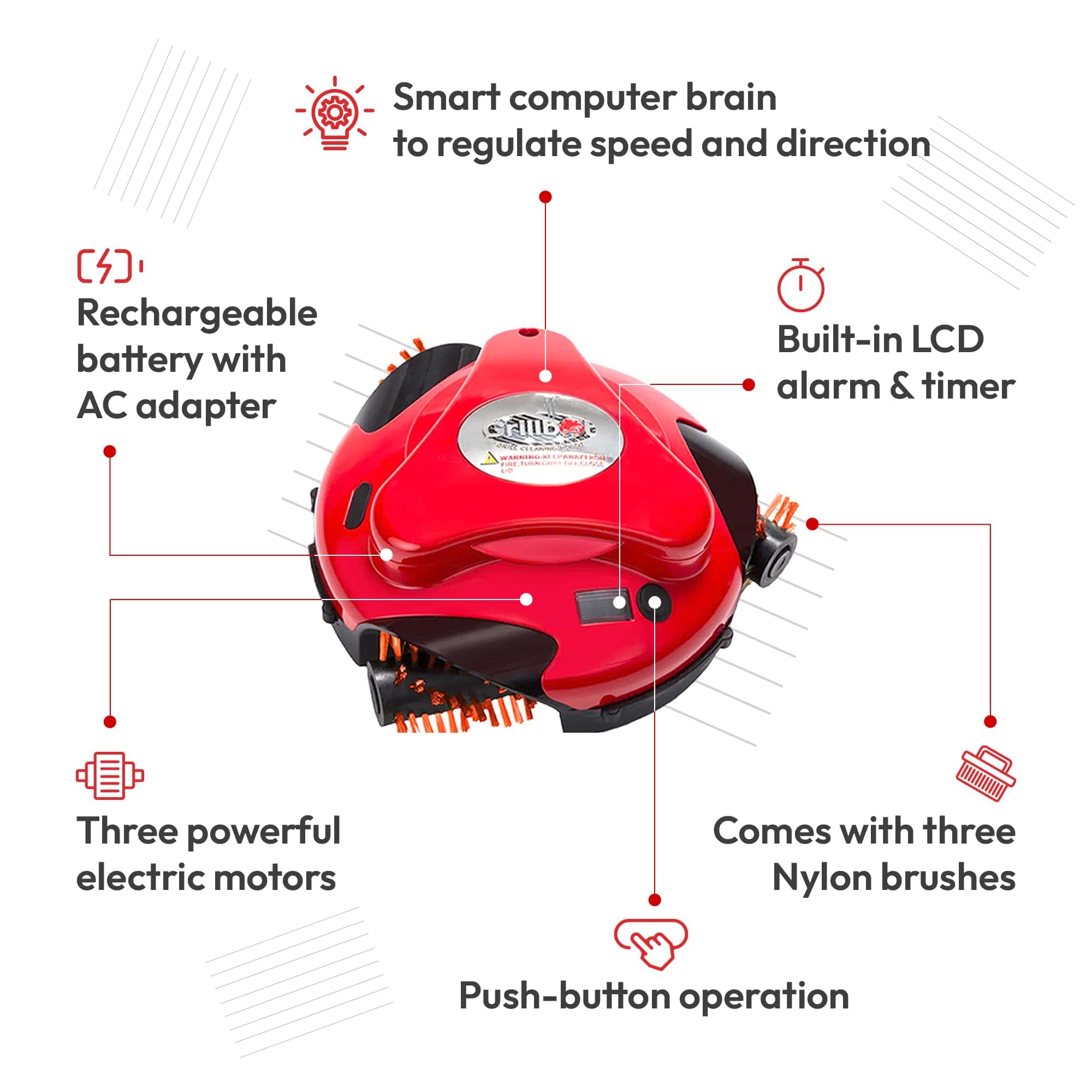 Grillbot Automatic Grill Cleaning Robot (Red Grillbot + Carry Case, Grillbot Bundle) Grillbot Automatic Grill Cleaning Robot (Red Grillbot + Carry Case, Grillbot Bundle) - Image 2