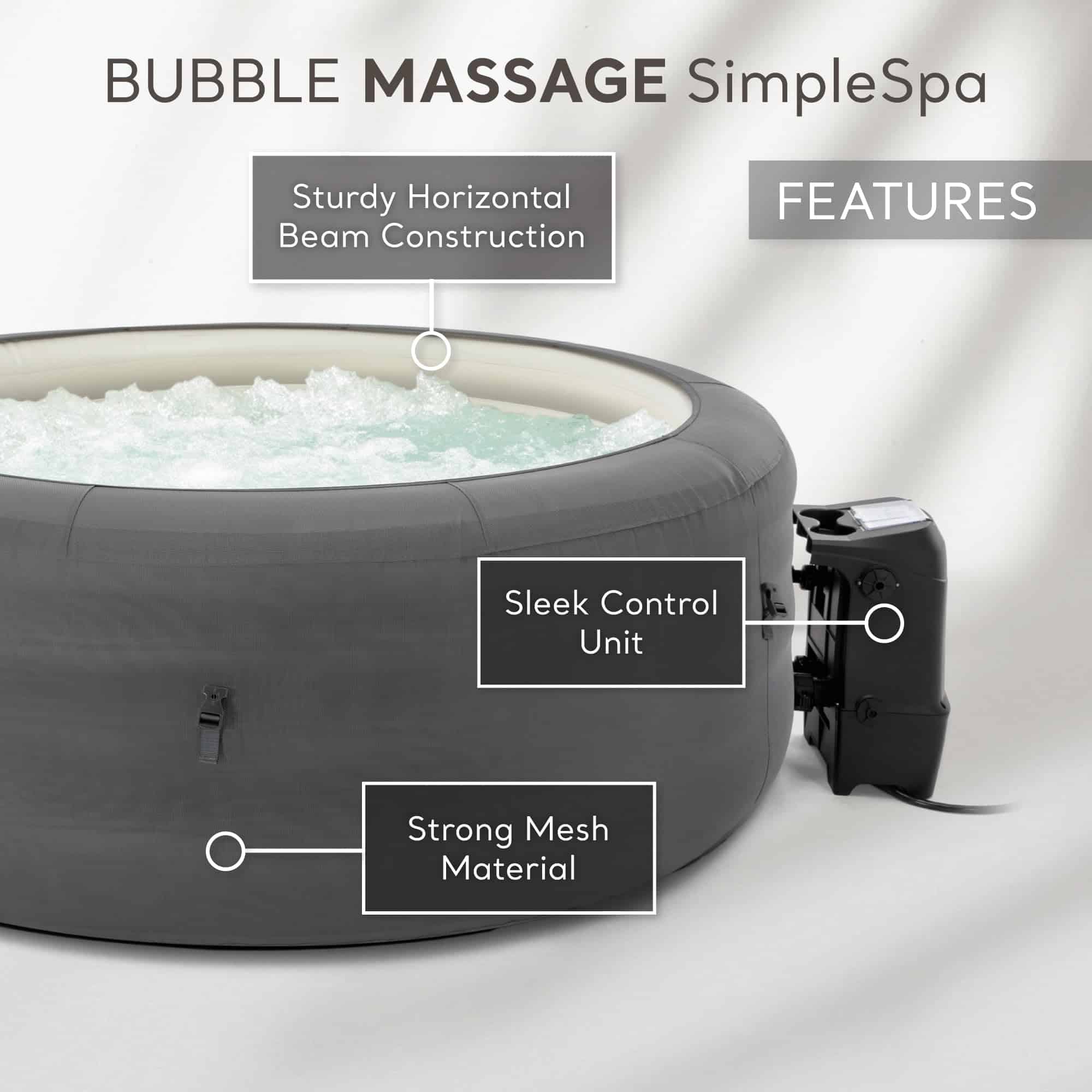 INTEX 28483E SimpleSpa Bubble Massage Spa- 4 Person Capacity – Built-in QuickFill Inflation - 77" x 26" INTEX 28483E SimpleSpa Bubble Massage Spa- 4 Person Capacity – Built-in QuickFill Inflation - 77" x 26" - Image 8
