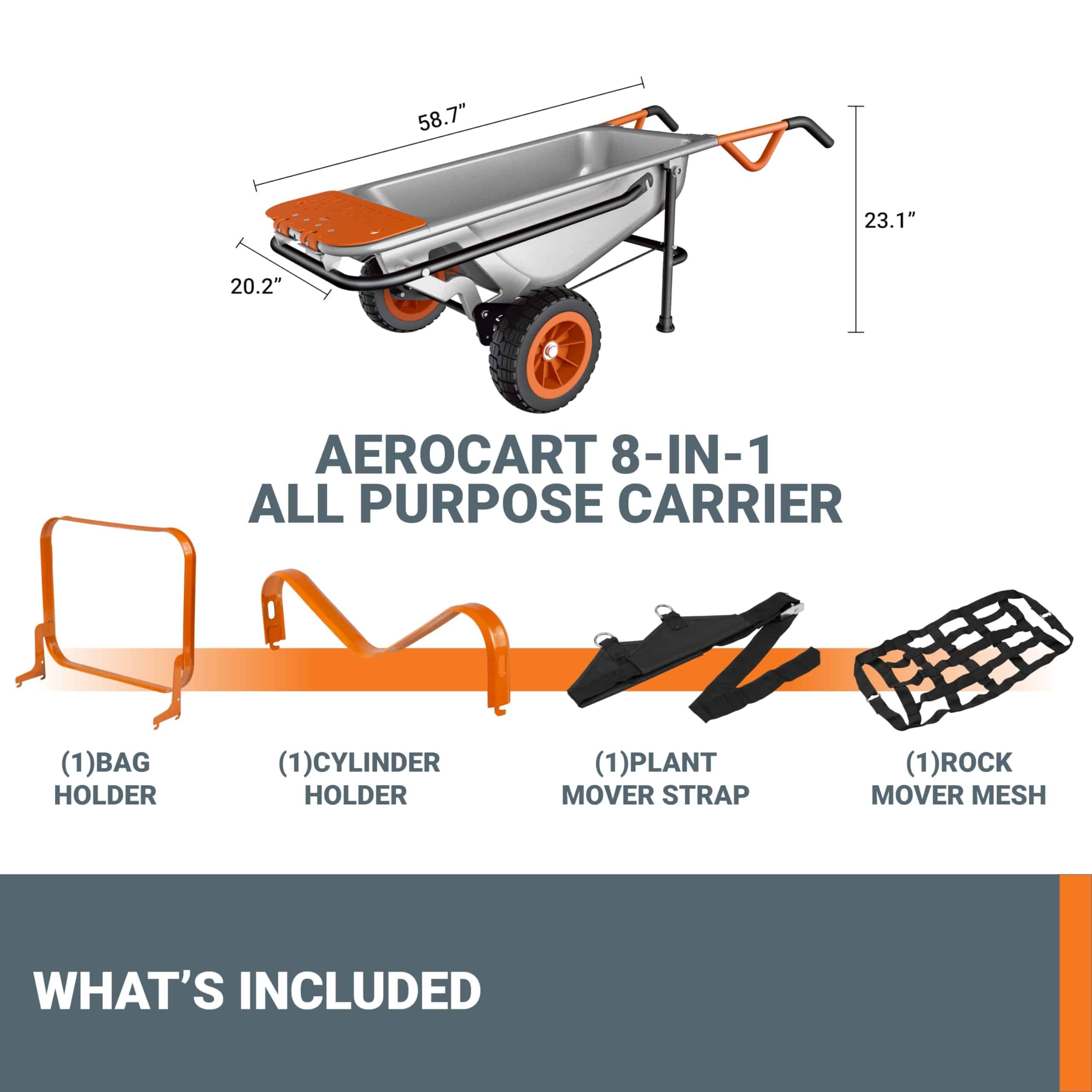 Worx WG050 8-in-1 Aerocart Garden Cart/Wheelbarrow Heavy Duty/Dolly Worx WG050 8-in-1 Aerocart Garden Cart/Wheelbarrow Heavy Duty/Dolly - Image 8