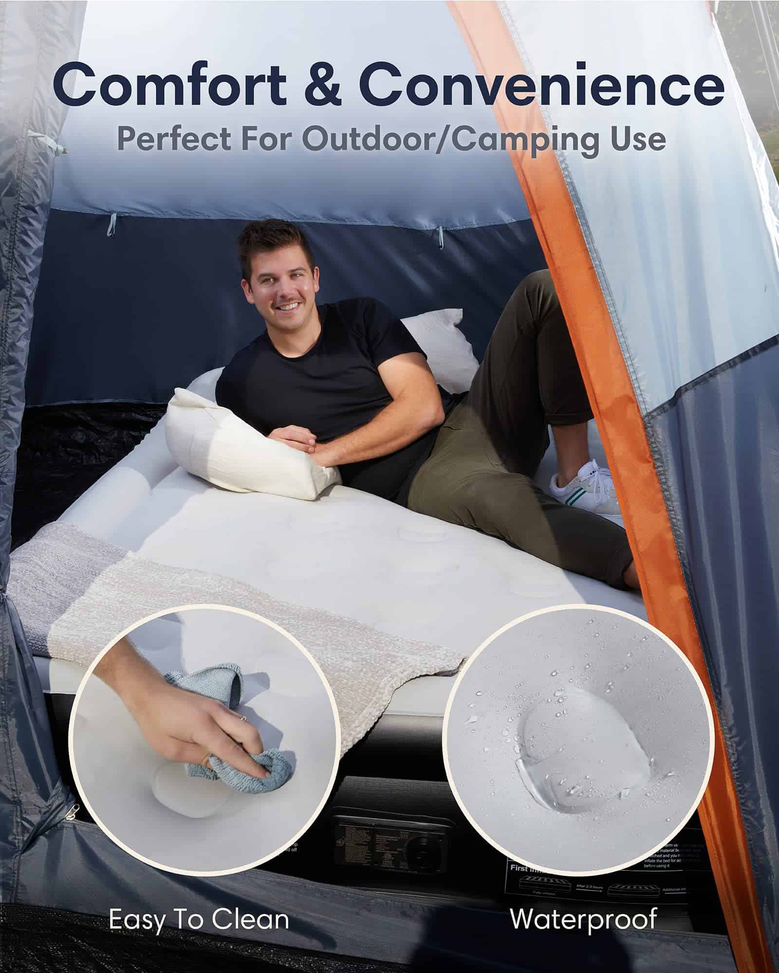 OhGeni Air Mattress Queen with Built-in Pump for Guest, 18" Tall Colchon Inflable Camping Blow Up Air Bed with Carrying Bag OhGeni Air Mattress Queen with Built-in Pump for Guest, 18" Tall Colchon Inflable Camping Blow Up Air Bed with Carrying Bag - Image 5