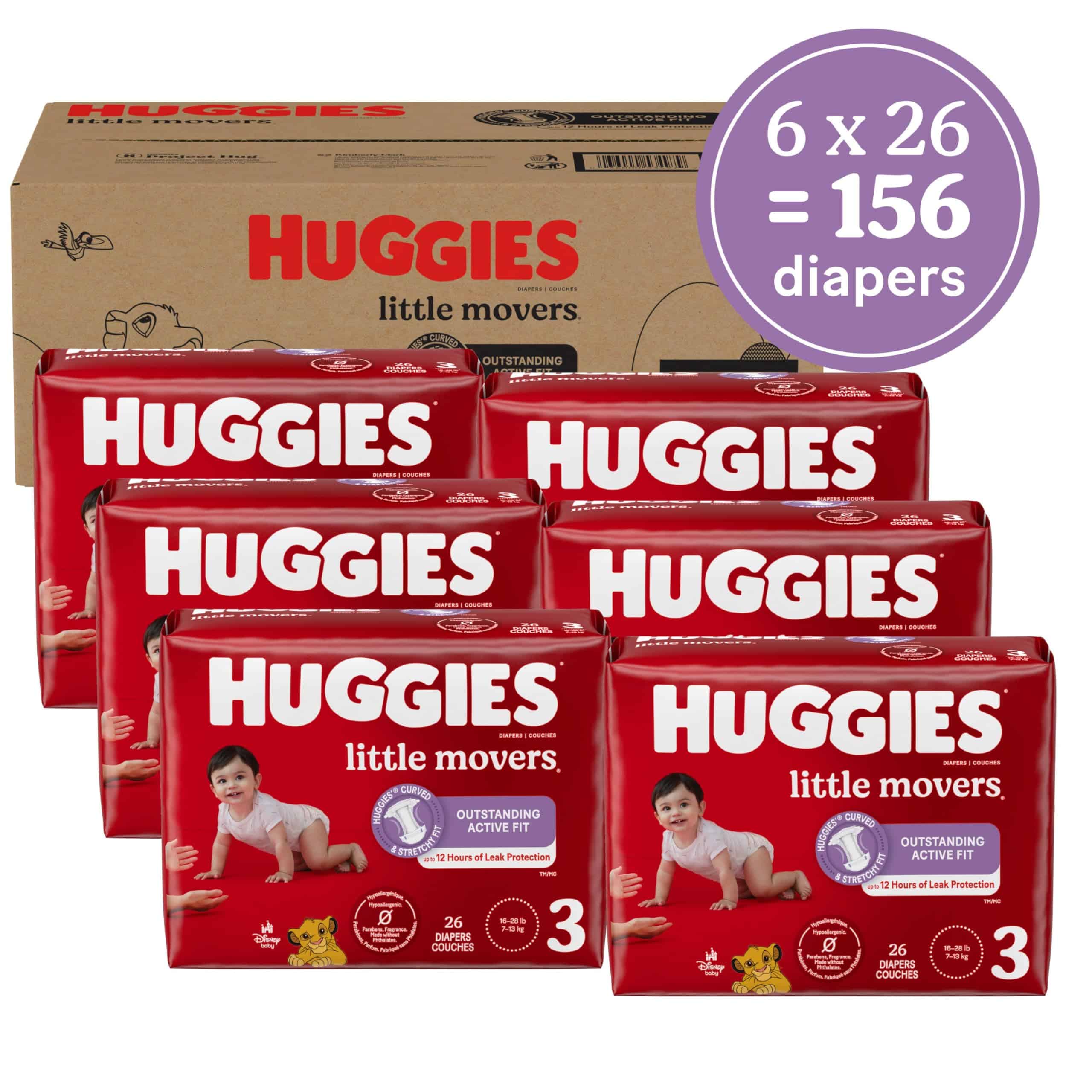 Huggies Size 3 Diapers, Little Movers Baby Diapers, Size 3 (16-28 lbs), 156 Count (6 packs of 26) Huggies Size 3 Diapers, Little Movers Baby Diapers, Size 3 (16-28 lbs), 156 Count (6 packs of 26) - Image 12