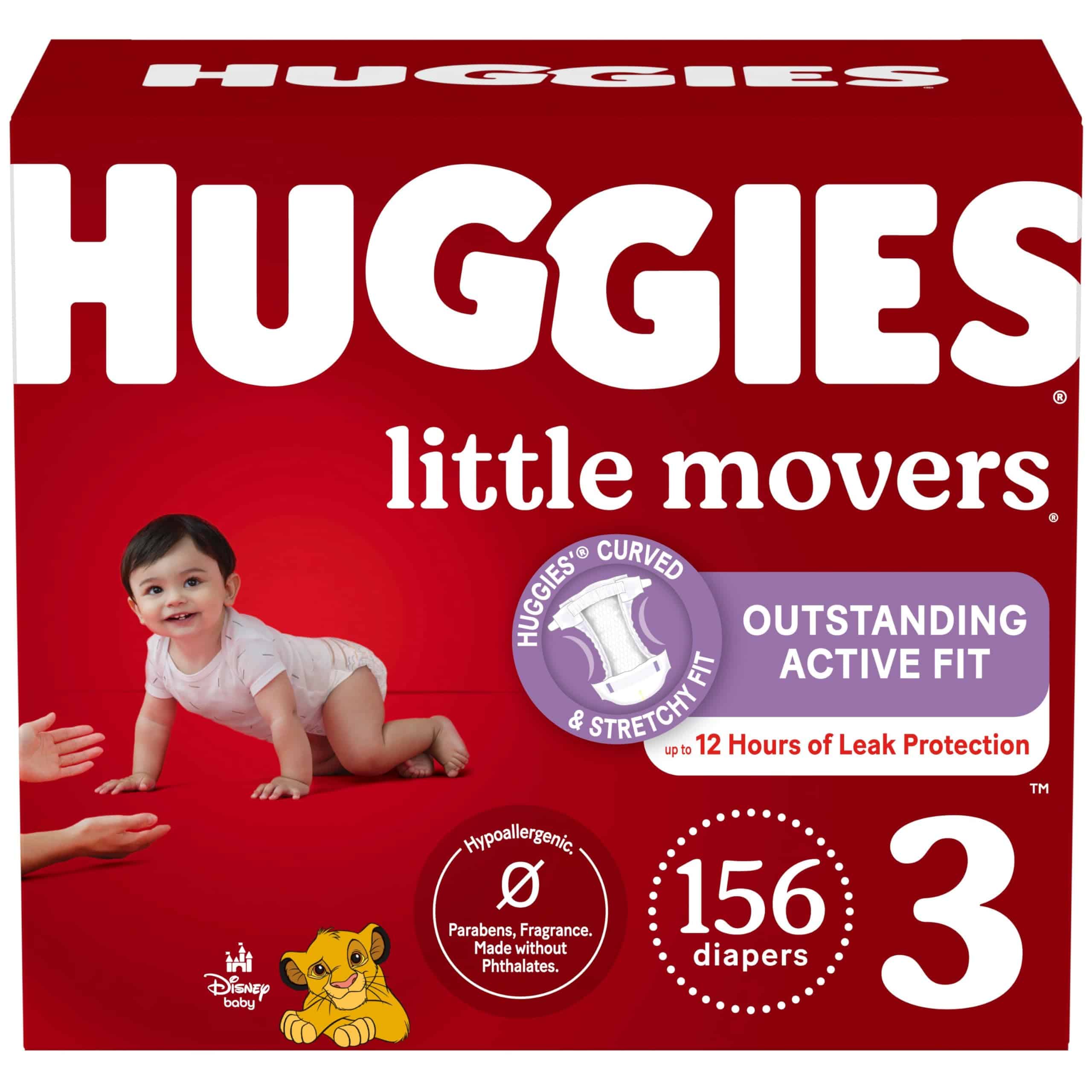 Huggies Size 3 Diapers, Little Movers Baby Diapers, Size 3 (16-28 lbs), 156 Count (6 packs of 26) Huggies Size 3 Diapers, Little Movers Baby Diapers, Size 3 (16-28 lbs), 156 Count (6 packs of 26)