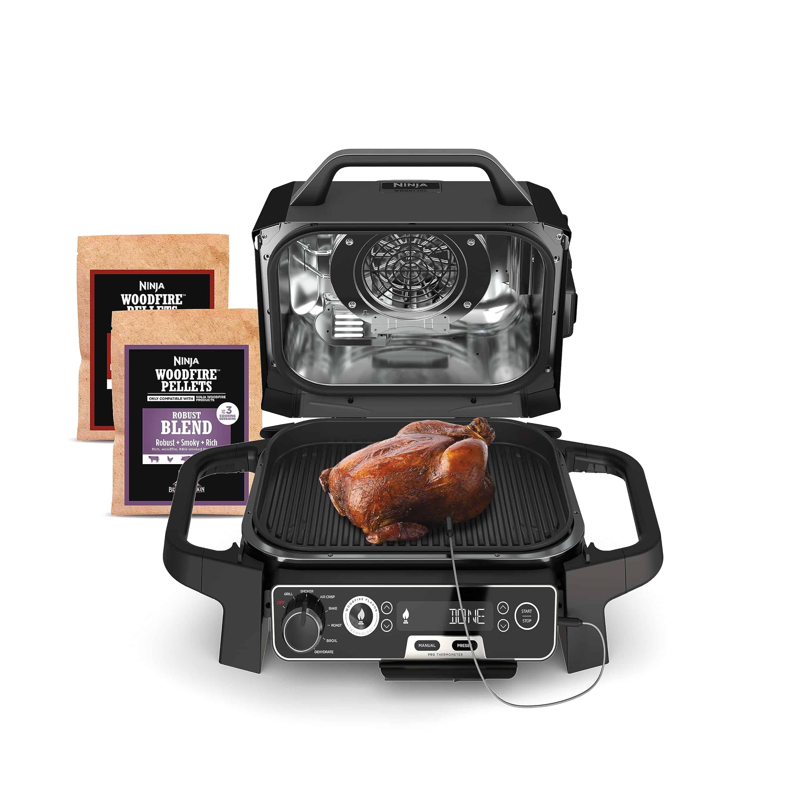 Ninja OG751BRN Woodfire Pro 7-in-1 Grill & Smoker - Portable Electric Outdoor Grill, Grey Ninja OG751BRN Woodfire Pro 7-in-1 Grill & Smoker - Portable Electric Outdoor Grill, Grey
