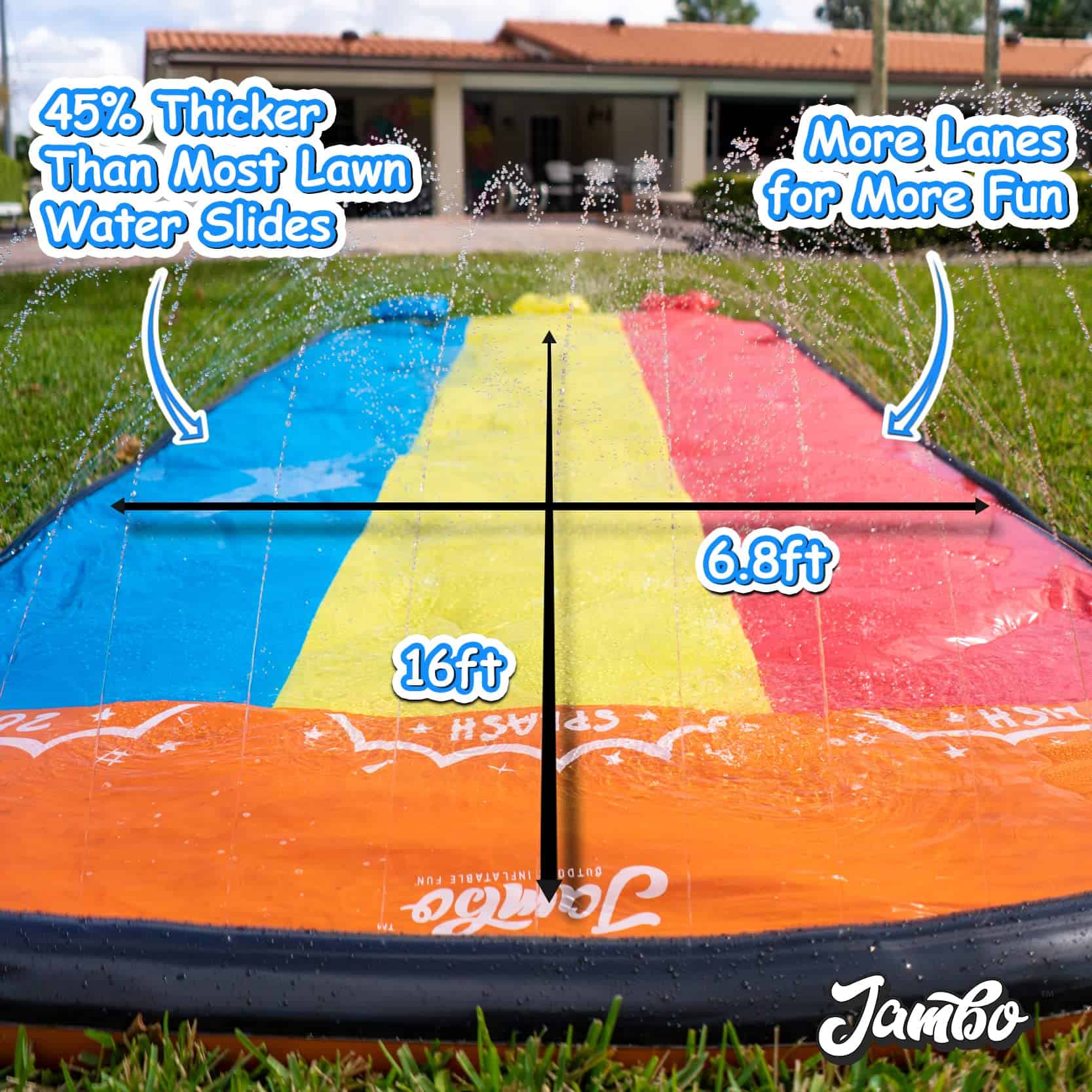 JAMBO Premium Triple Slip Splash and Slide with Bodyboards (Updated Model), Heavy Duty Water Slide JAMBO Premium Triple Slip Splash and Slide with Bodyboards (Updated Model), Heavy Duty Water Slide - Image 2
