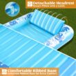 Sloosh Inflatable Tanning Pool Lounger Float-XL, 85" x 57" Extra Large Suntan Sun Tan tub, XL-Blue