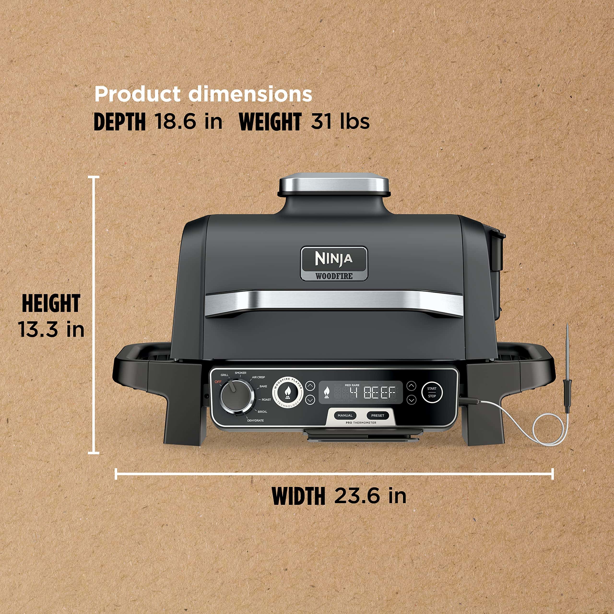 Ninja OG751BRN Woodfire Pro 7-in-1 Grill & Smoker - Portable Electric Outdoor Grill, Grey Ninja OG751BRN Woodfire Pro 7-in-1 Grill & Smoker - Portable Electric Outdoor Grill, Grey - Image 3