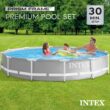 Intex 26711EH 12 Foot x 30 Inch Prism Frame Round Above Ground Outdoor Backyard Swimming Pool Set
