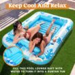 Sloosh Inflatable Tanning Pool Lounger Float-XL, 85" x 57" Extra Large Suntan Sun Tan tub, XL-Blue