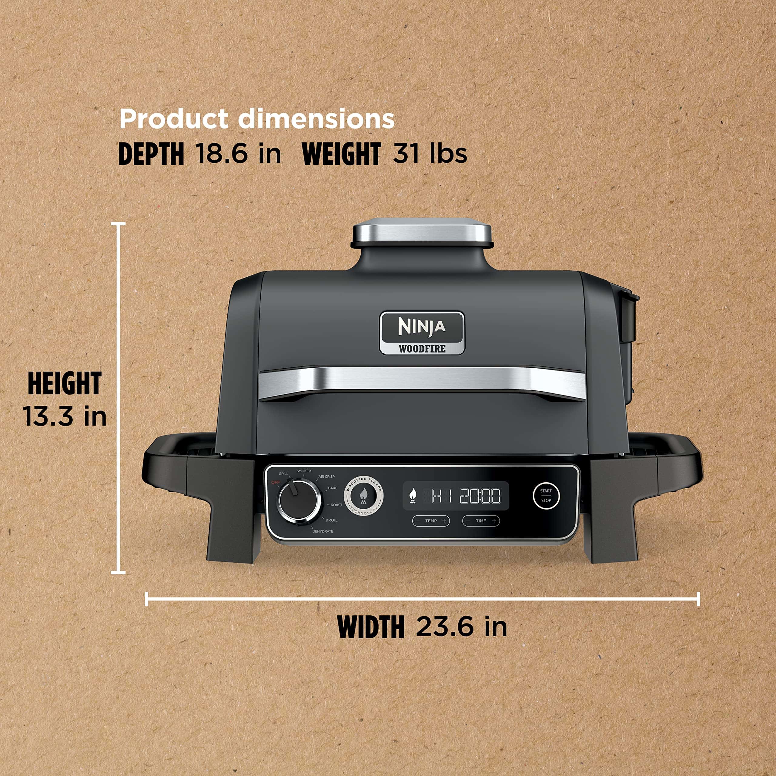 Ninja OG751BRN Woodfire Pro 7-in-1 Grill & Smoker - Portable Electric Outdoor Grill, Grey Ninja OG751BRN Woodfire Pro 7-in-1 Grill & Smoker - Portable Electric Outdoor Grill, Grey - Image 6