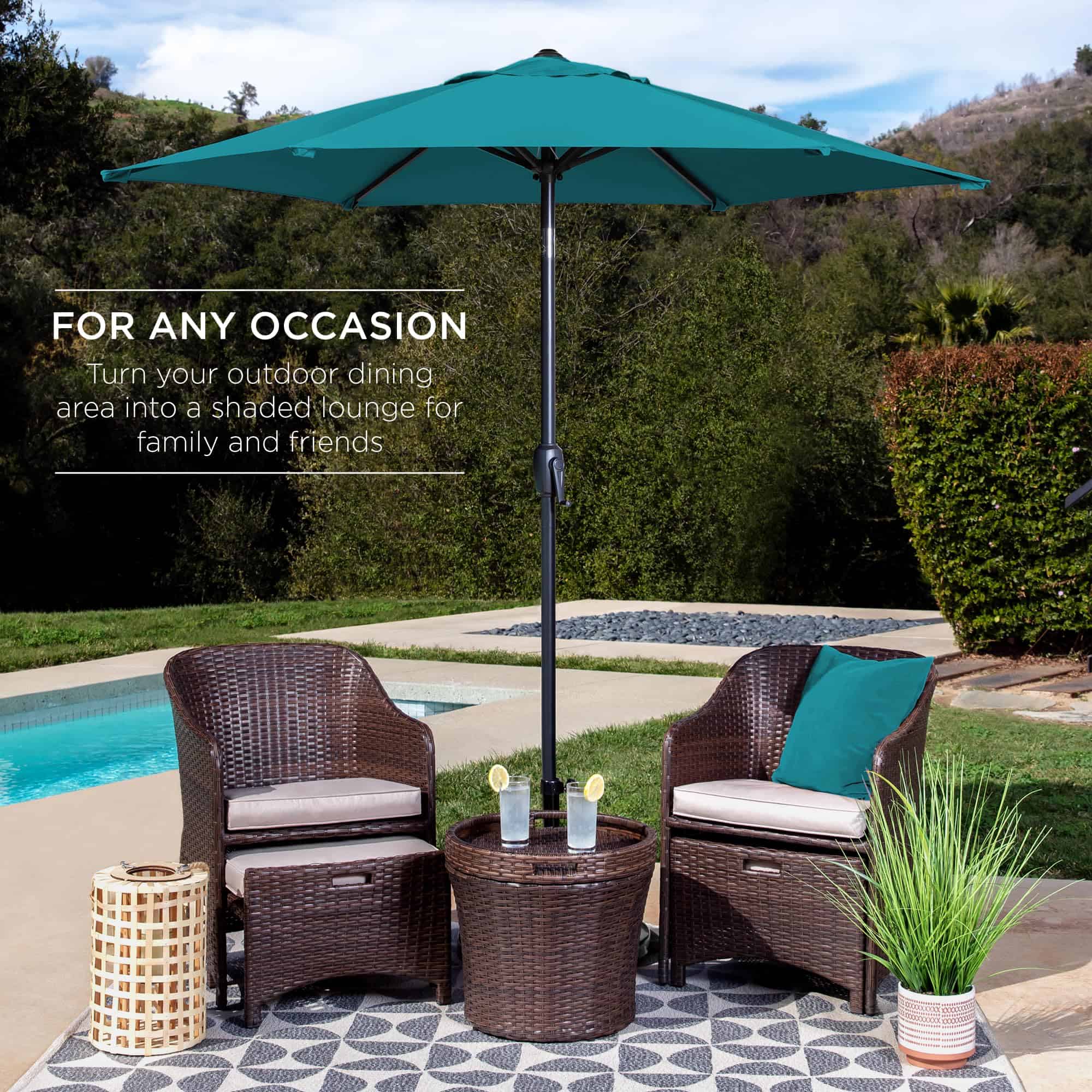 Best Choice Products 7.5ft Heavy-Duty Round Outdoor Market Table Patio Umbrella w/Steel Pole - Cerulean Best Choice Products 7.5ft Heavy-Duty Round Outdoor Market Table Patio Umbrella w/Steel Pole - Cerulean - Image 6