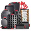 EATEX JT-BKS-10 15-Piece Nonstick Black Steel Bakeware Set with Silicone Handles