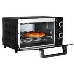 Total Chef TCTO09 4-Slice Toaster Oven, 1000W, Black Compact Design with Baking Pan and Toasting Rack