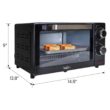Total Chef TCTO09 4-Slice Toaster Oven, 1000W, Black Compact Design with Baking Pan and Toasting Rack