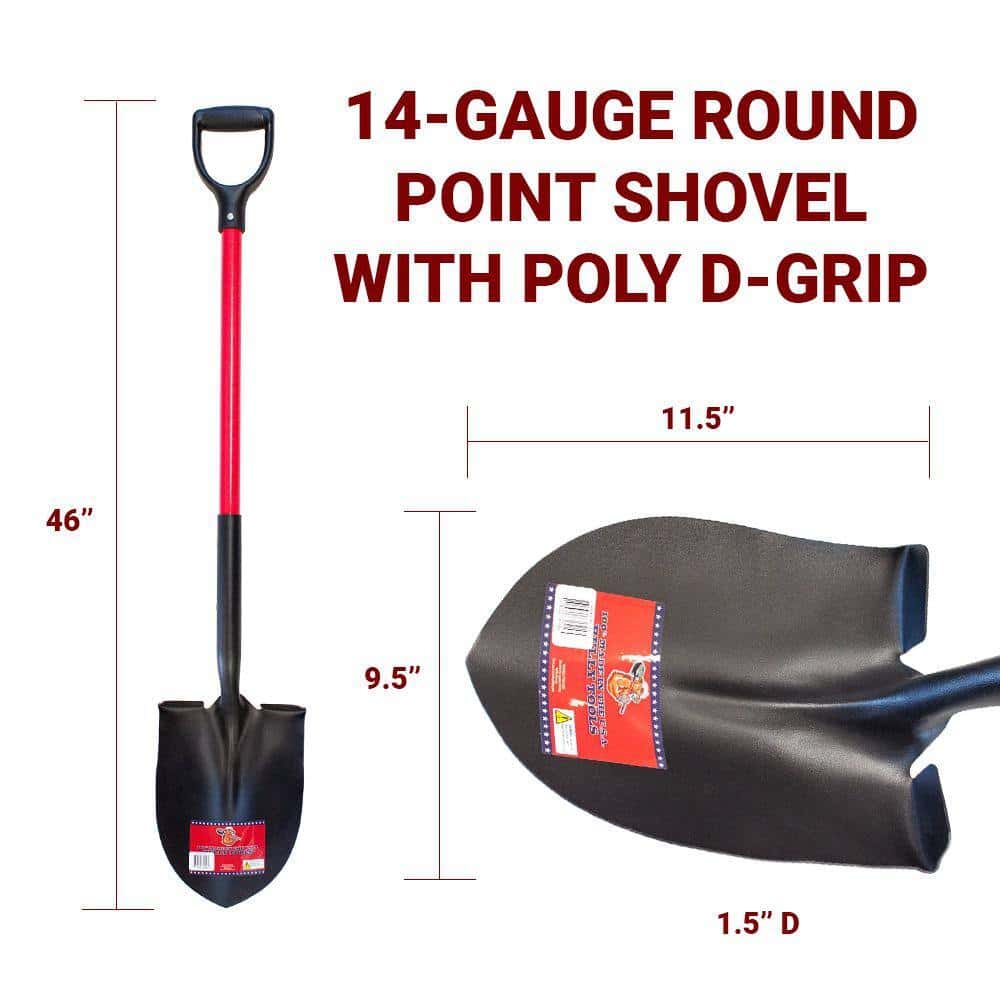 Bully Tools 62510 35.5 in. Fiberglass D-Grip Handle 14-Gauge Steel Round Point Shovel Bully Tools 62510 35.5 in. Fiberglass D-Grip Handle 14-Gauge Steel Round Point Shovel - Image 3
