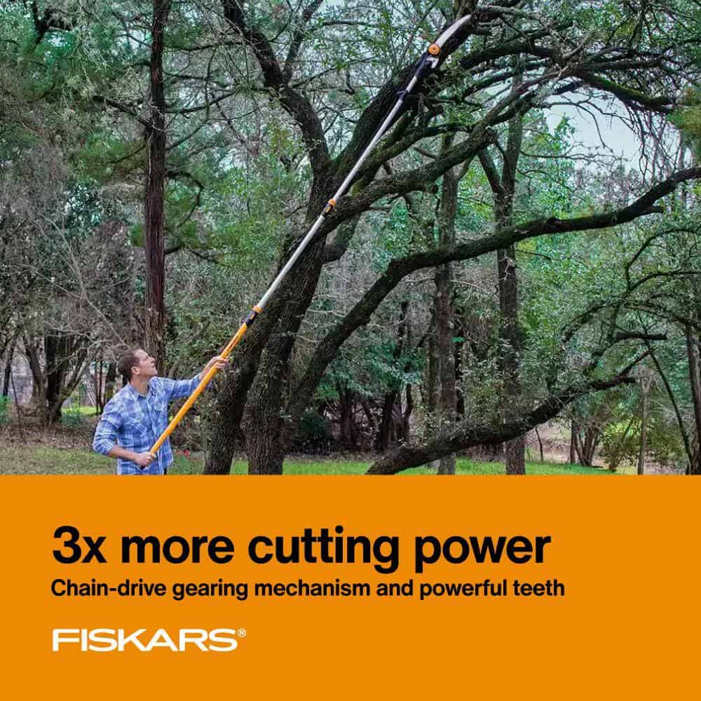 Fiskars 394732-1003 1.25 in. Cut Capacity Steel Titanium Coated Cutting Blade 15 in. Fiberglass/Alum Pole Chain Drive 16 ft. Tree Pruner Fiskars 394732-1003 1.25 in. Cut Capacity Steel Titanium Coated Cutting Blade 15 in. Fiberglass/Alum Pole Chain Drive 16 ft. Tree Pruner - Image 8