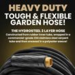HydroSteel 8586 Pro 50 ft. Heavy-Duty Flexible Lightweight 304 Stainless Steel Metal Water Hose with Brass Nozzle