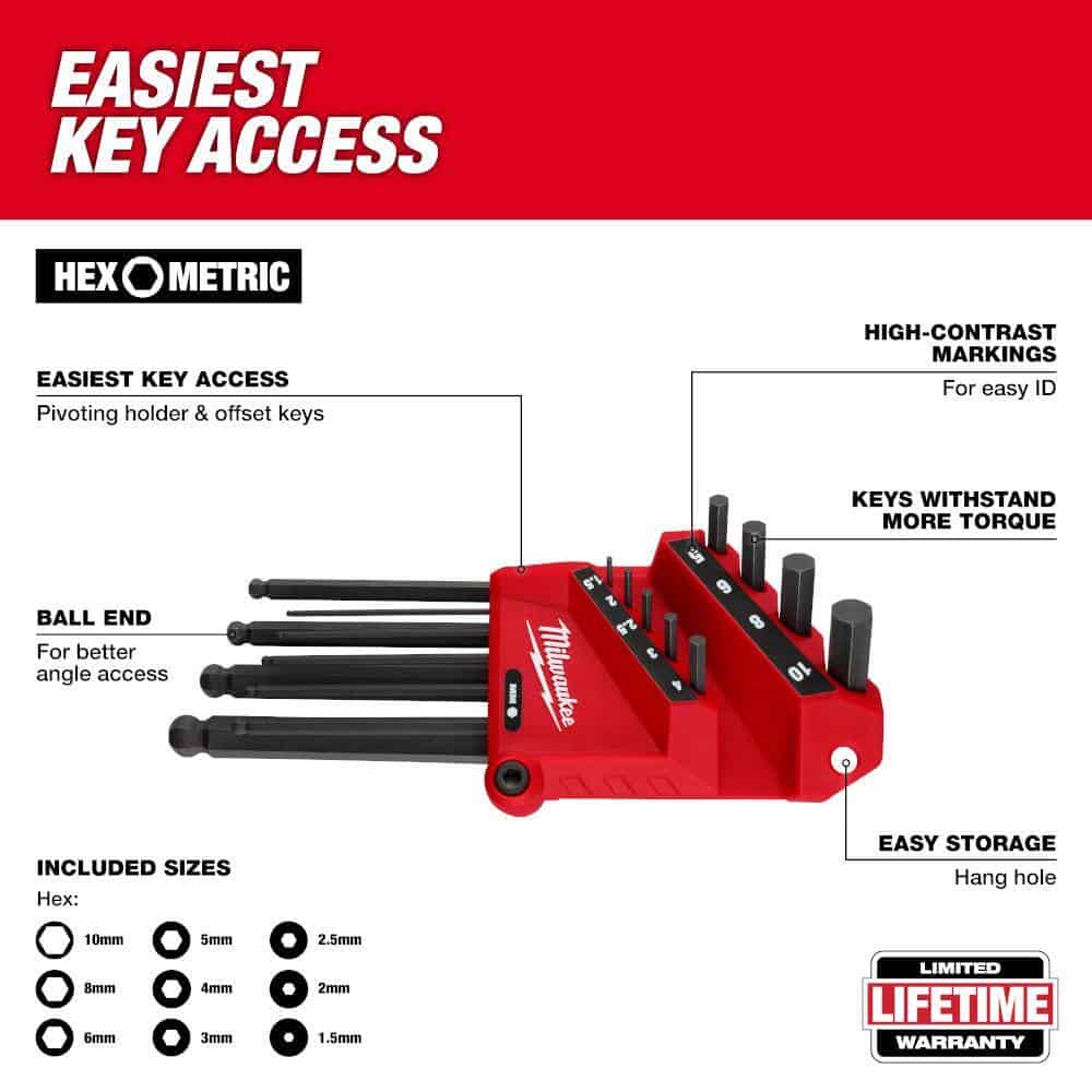 Milwaukee 48-22-2187 Ball End SAE/Metric L- Key Set (22-Piece) Milwaukee 48-22-2187 Ball End SAE/Metric L- Key Set (22-Piece) - Image 5