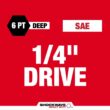 Milwaukee 49-66-7001 SHOCKWAVE 1/4 in. Drive SAE Deep Well 6 Point Impact Socket Set (10-Piece)