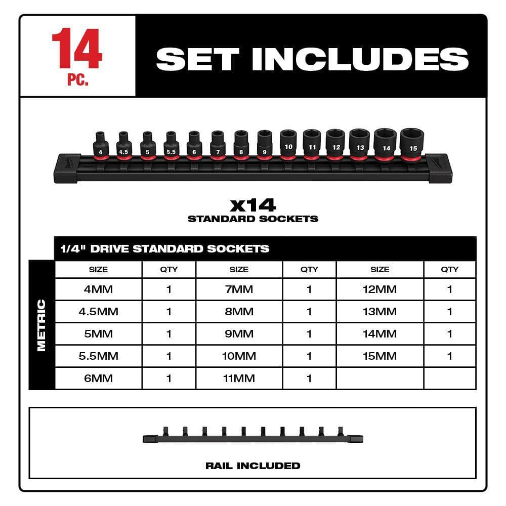 Milwaukee 49-66-7002 SHOCKWAVE 1/4 in. Drive Metric 6 Point Impact Socket Set (14-Piece) Milwaukee 49-66-7002 SHOCKWAVE 1/4 in. Drive Metric 6 Point Impact Socket Set (14-Piece) - Image 7