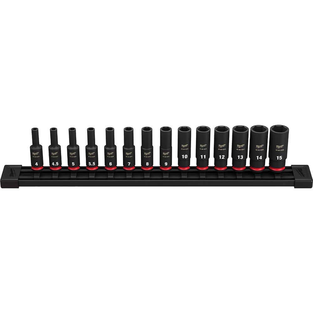 Milwaukee 49-66-7003 SHOCKWAVE 1/4 in. Drive Metric Deep Well 6 Point Impact Socket Set (14-Piece) Milwaukee 49-66-7003 SHOCKWAVE 1/4 in. Drive Metric Deep Well 6 Point Impact Socket Set (14-Piece)