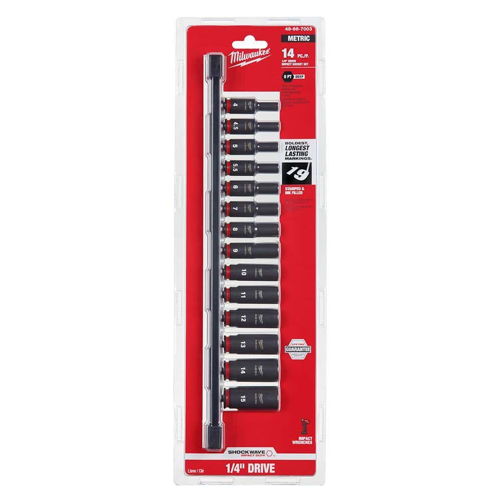 Milwaukee 49-66-7003 SHOCKWAVE 1/4 in. Drive Metric Deep Well 6 Point Impact Socket Set (14-Piece) Milwaukee 49-66-7003 SHOCKWAVE 1/4 in. Drive Metric Deep Well 6 Point Impact Socket Set (14-Piece) - Image 2
