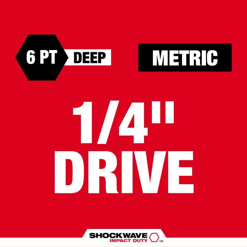 Milwaukee 49-66-7003 SHOCKWAVE 1/4 in. Drive Metric Deep Well 6 Point Impact Socket Set (14-Piece) Milwaukee 49-66-7003 SHOCKWAVE 1/4 in. Drive Metric Deep Well 6 Point Impact Socket Set (14-Piece) - Image 8
