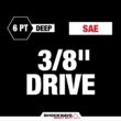 Milwaukee 49-66-7006 SHOCKWAVE 3/8 in. Drive Deep Well 6 Point Impact Socket Set (12-Piece)