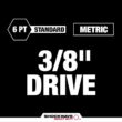 Milwaukee 49-66-7008 SHOCKWAVE 3/8 in. Drive Metric Deep Well 6 Point Impact Socket Set (14-Piece)