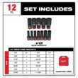 Milwaukee 49-66-7011 SHOCKWAVE 1/2 in. Drive SAE Deep Well Impact Socket Set (12-Piece)