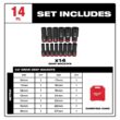 Milwaukee 49-66-7014 SHOCKWAVE 1/2 in. Drive Metric Deep Well 6 Point Impact Socket Set (14-Piece)