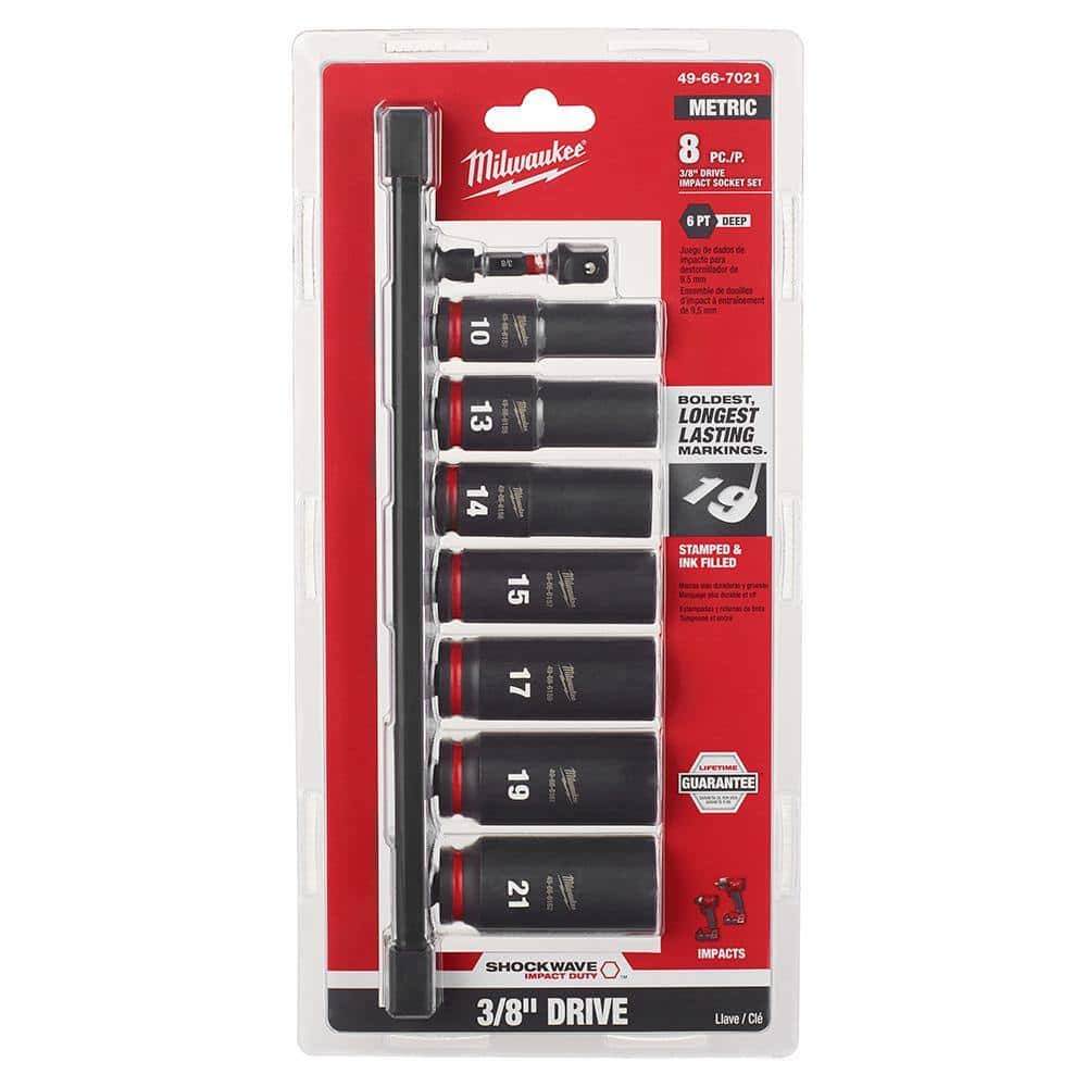 Milwaukee 49-66-7021-49-66-7024 SHOCKWAVE Impact Duty 3/8 in. Metric and SAE Deep Impact Rated Socket Set (16-Piece) Milwaukee 49-66-7021-49-66-7024 SHOCKWAVE Impact Duty 3/8 in. Metric and SAE Deep Impact Rated Socket Set (16-Piece) - Image 2