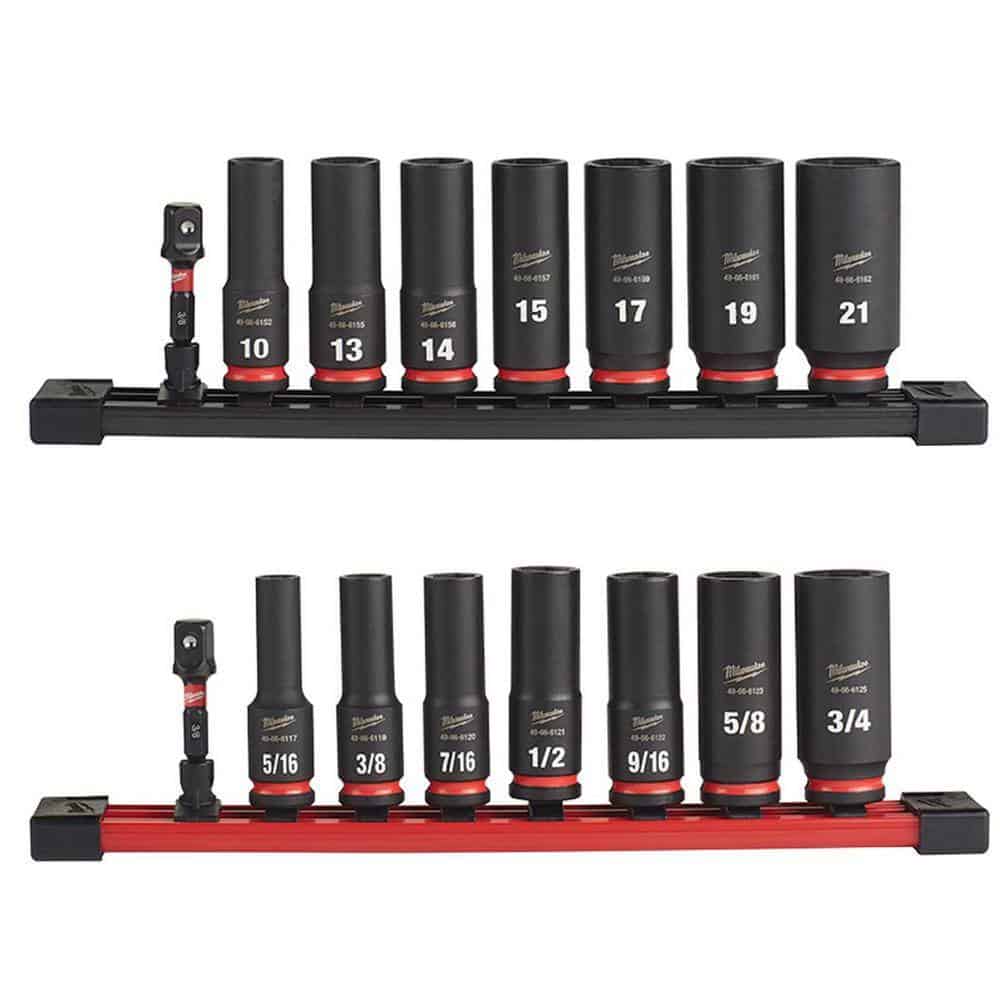 Milwaukee 49-66-7021-49-66-7024 SHOCKWAVE Impact Duty 3/8 in. Metric and SAE Deep Impact Rated Socket Set (16-Piece) Milwaukee 49-66-7021-49-66-7024 SHOCKWAVE Impact Duty 3/8 in. Metric and SAE Deep Impact Rated Socket Set (16-Piece)