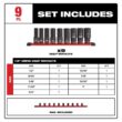 Milwaukee 49-66-7022 SHOCKWAVE Impact Duty 1/2 in. Drive SAE Deep Well Impact Socket Set (9-Piece)