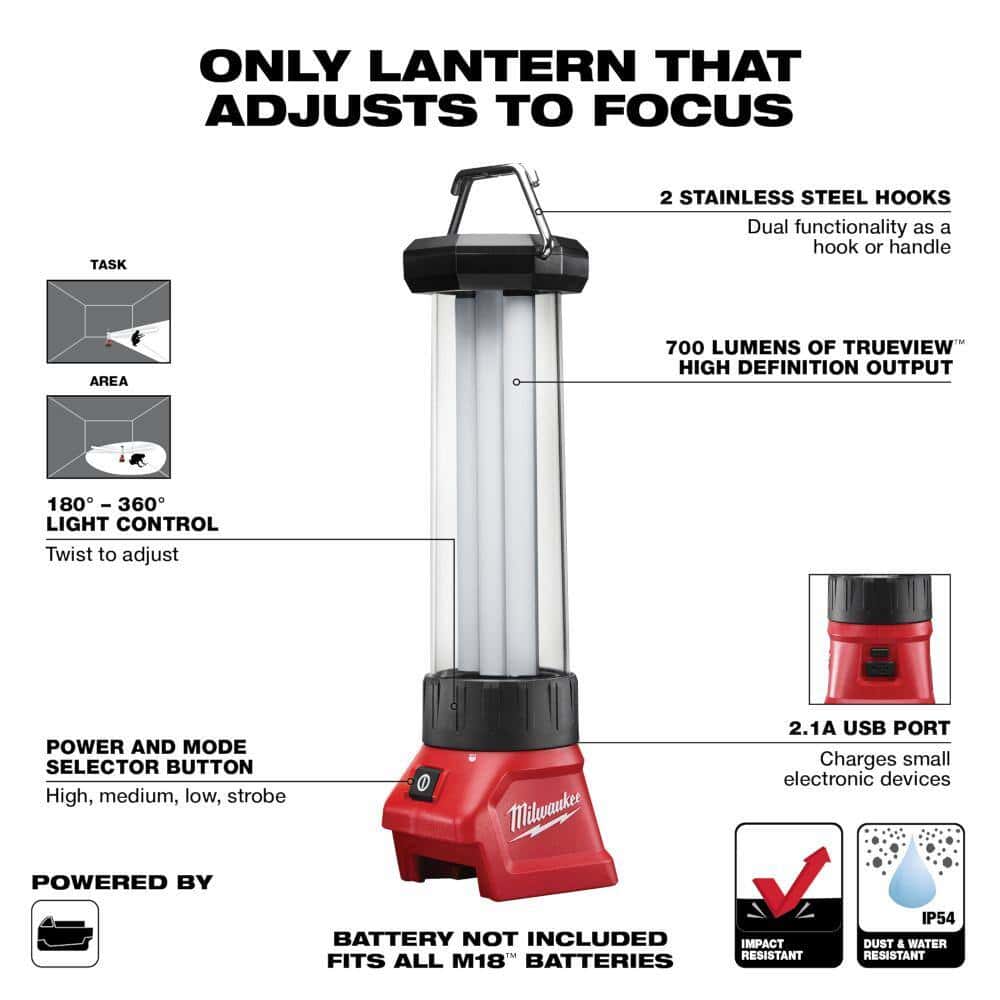 Milwaukee 2363-20 M18 18-Volt Lithium-Ion Cordless 700-Lumen LED Lantern/Trouble Light w/ USB Charging (Tool-Only) Milwaukee 2363-20 M18 18-Volt Lithium-Ion Cordless 700-Lumen LED Lantern/Trouble Light w/ USB Charging (Tool-Only) - Image 6