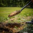 Radius Garden 22211-21 43 in., 32.75 in. Handle Root Slayer Carbon Steel Round Head Shovel
